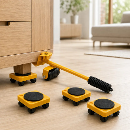 MueveFácil Pro™ – Kit Elevador de Muebles con Ruedas 360°