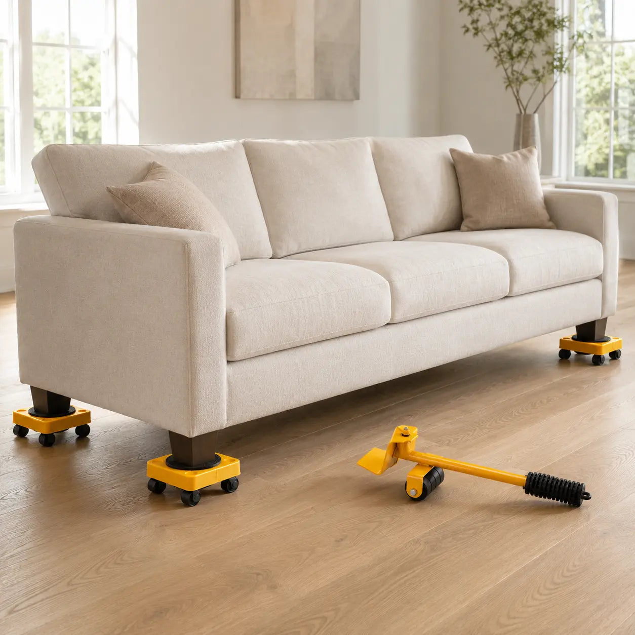 MueveFácil Pro™ – Kit Elevador de Muebles con Ruedas 360°