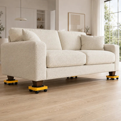 MueveFácil Pro™ – Kit Elevador de Muebles con Ruedas 360°