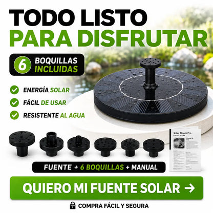 Fuente Solar Flotante para Jardín Solar Bloom Pro – 6 Boquillas